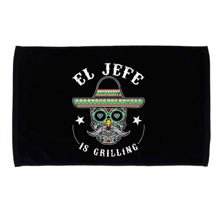 El Jefe Is Grilling Stand Back Funny Mexican Dad Jefe Microfiber Hand Towel