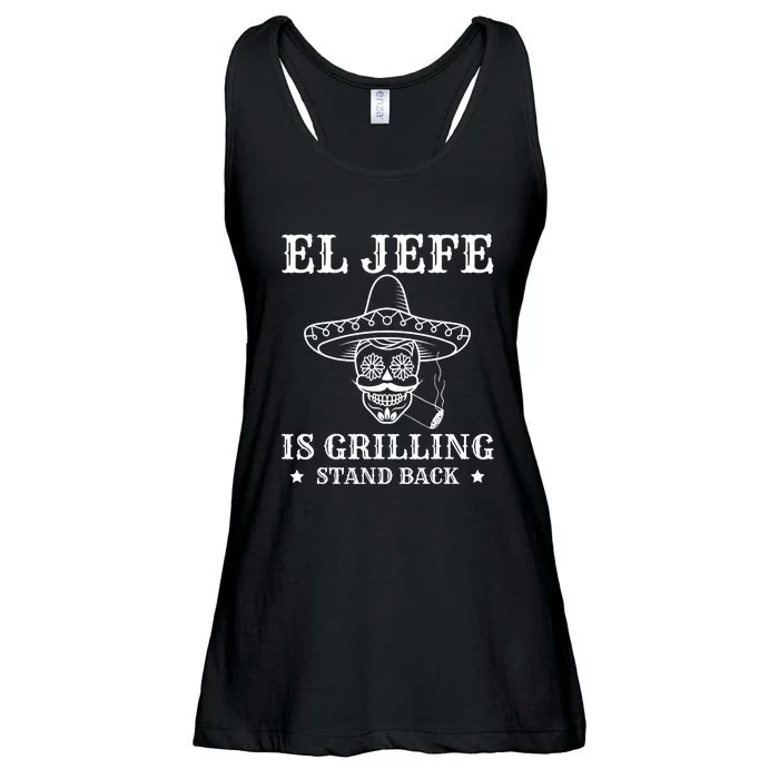 El Jefe Is Grilling Funny Mexican Dad BBQ Grill Ladies Essential Flowy Tank