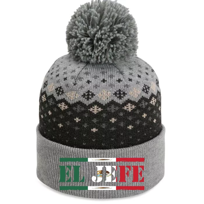 El Jefe Mexican Chef Hispanic Boss Mexico Dia De Los Muertos The Baniff Cuffed Pom Beanie