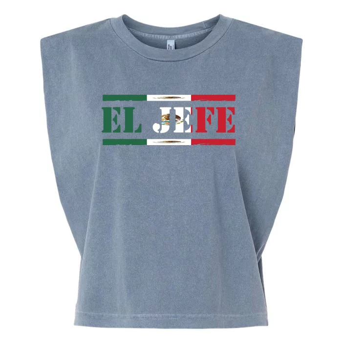 El Jefe Mexican Chef Hispanic Boss Mexico Dia De Los Muertos Garment-Dyed Women's Muscle Tee