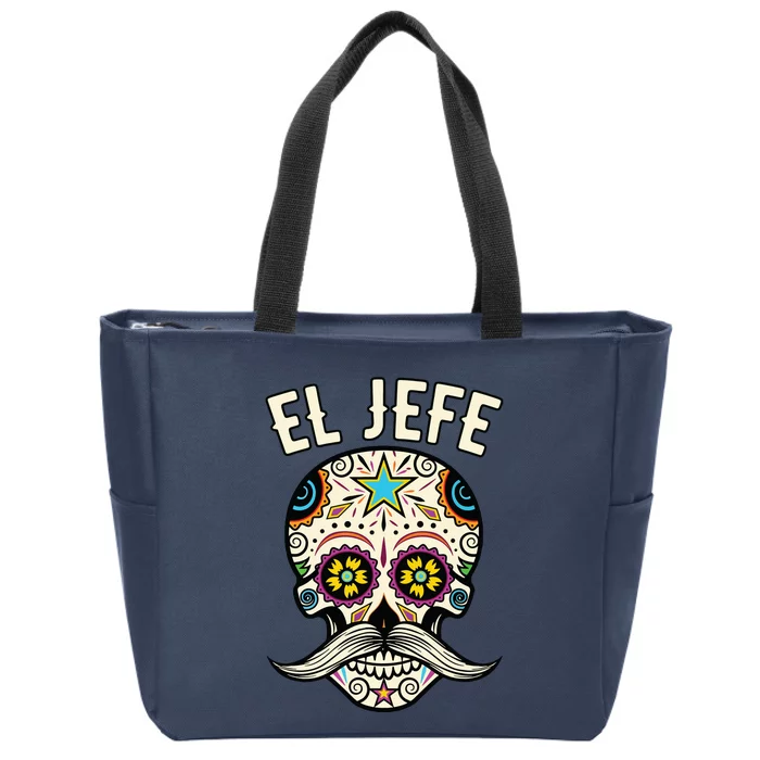 El Jefe Mexican Boss Sugar Skull Day Of The Dead Zip Tote Bag