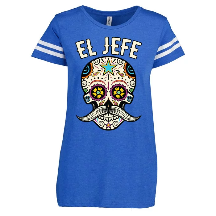 El Jefe Mexican Boss Sugar Skull Day Of The Dead Enza Ladies Jersey Football T-Shirt