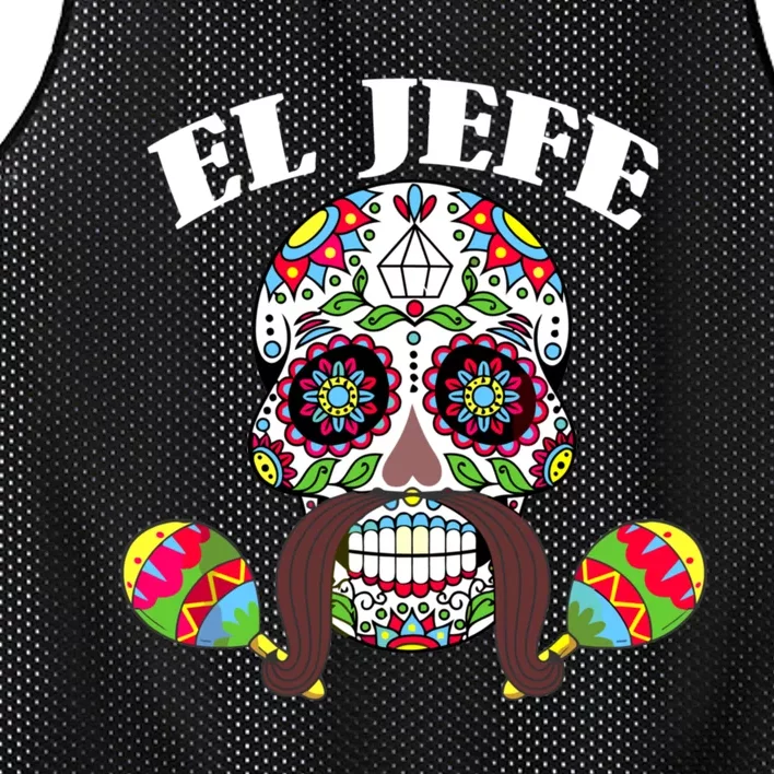 El Jefe Mexican Boss Sugar Skull Day Of The Dead Mesh Reversible Basketball Jersey Tank