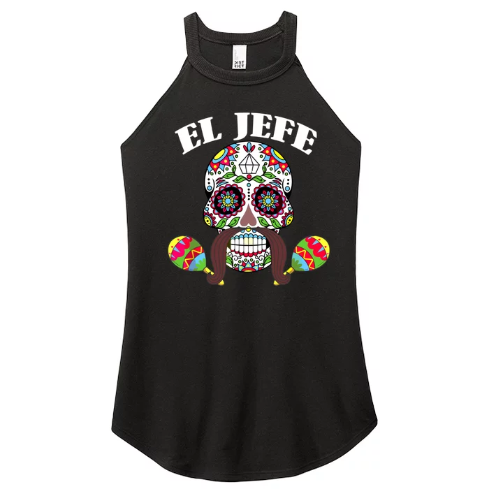 El Jefe Mexican Boss Sugar Skull Day Of The Dead Women’s Perfect Tri Rocker Tank