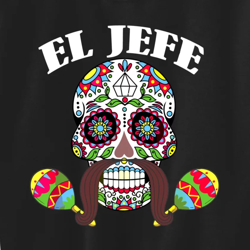 El Jefe Mexican Boss Sugar Skull Day Of The Dead Kids Sweatshirt