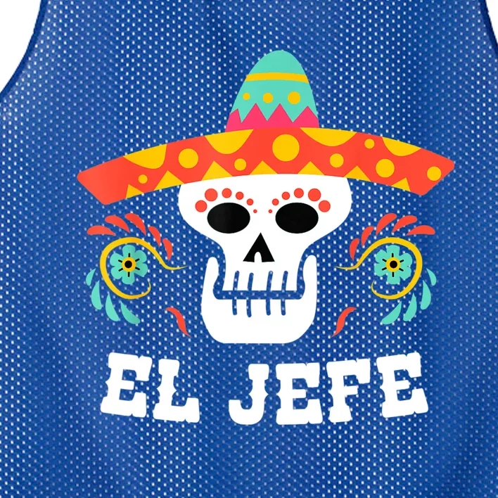 El Jefe Mexican Skull Day Of The Dead Mesh Reversible Basketball Jersey Tank