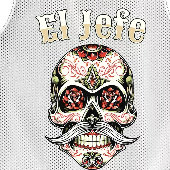 El Jefe Sugar Skull Dia De Los Muertos El Jefe Mesh Reversible Basketball Jersey Tank