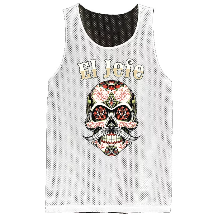 El Jefe Sugar Skull Dia De Los Muertos El Jefe Mesh Reversible Basketball Jersey Tank