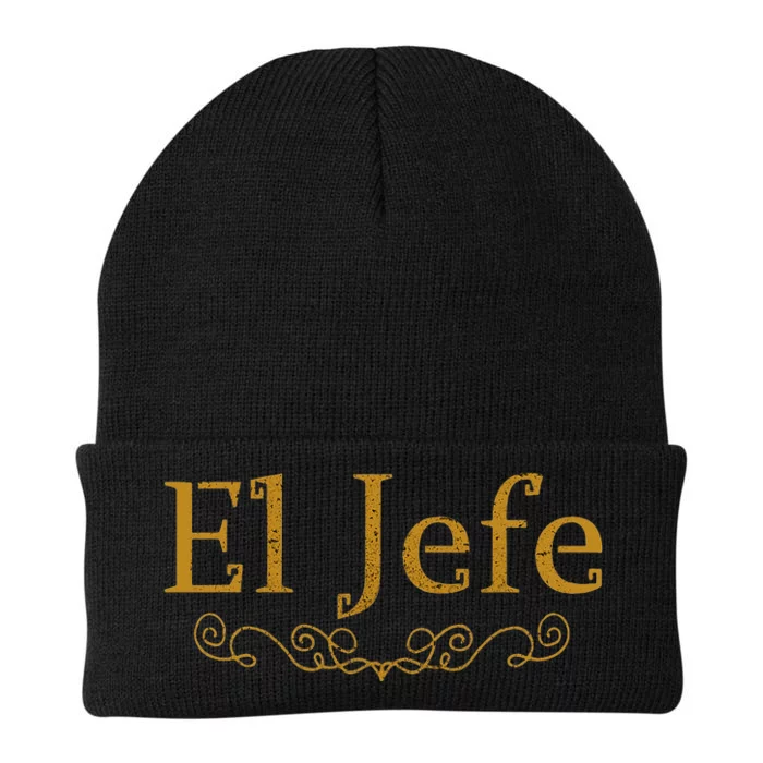 El Jefe The Boss In Spanish Funny Mexican Boss Gift Knit Cap Winter Beanie