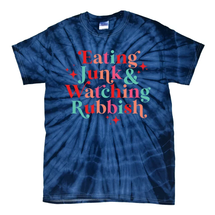 Eating Junk & Watching Rubbish Funny Christmas Tie-Dye T-Shirt