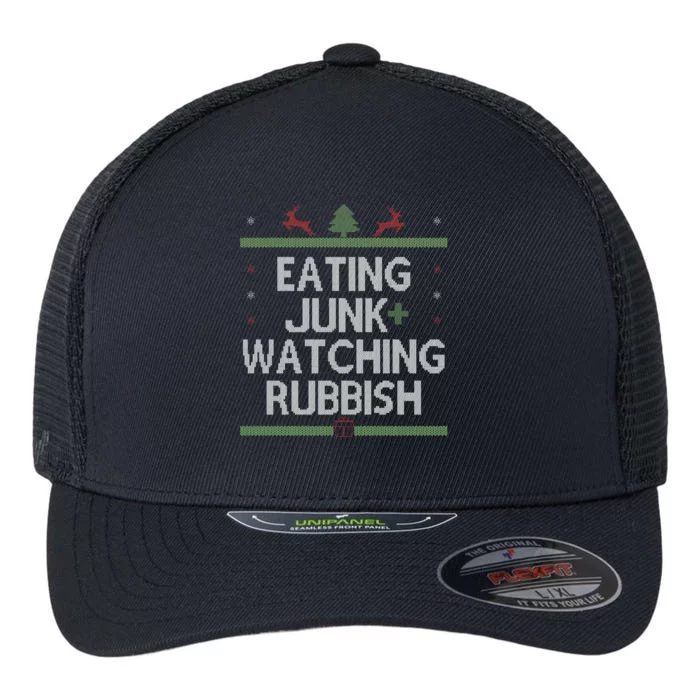 Eating Junk Watching Rubbish Funny Christmas Flexfit Unipanel Trucker Cap