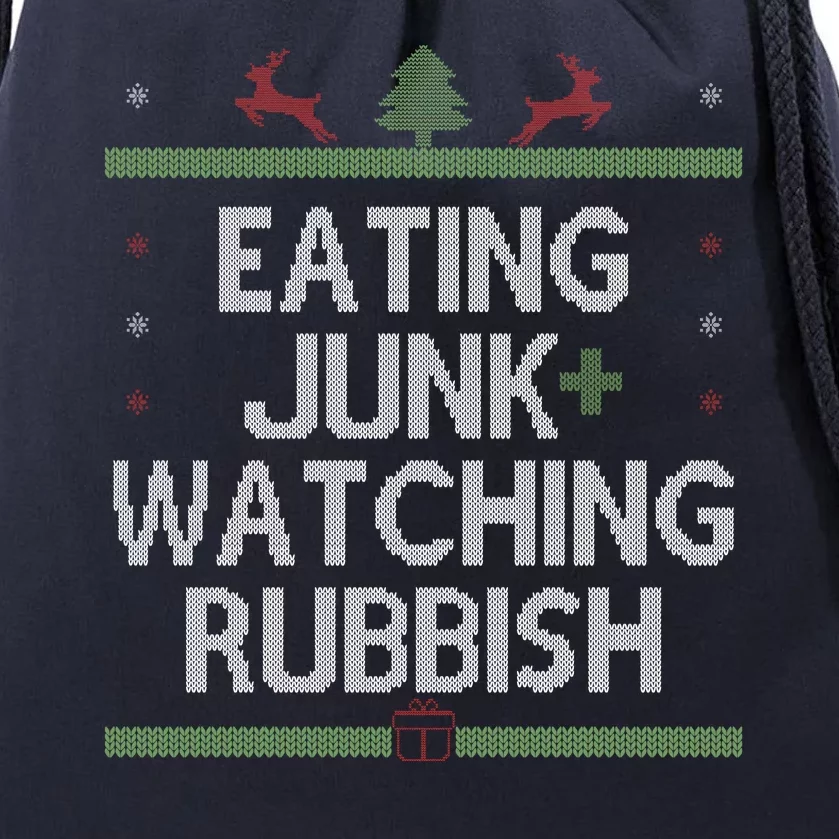 Eating Junk Watching Rubbish Funny Christmas Drawstring Bag