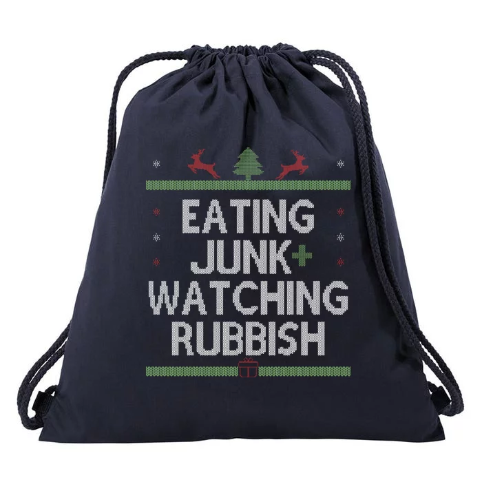 Eating Junk Watching Rubbish Funny Christmas Drawstring Bag