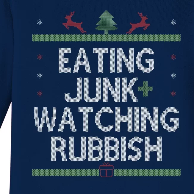 Eating Junk Watching Rubbish Funny Christmas Baby Long Sleeve Bodysuit