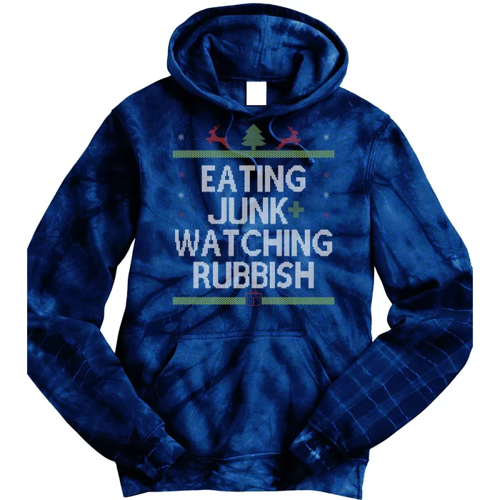 Eating Junk Watching Rubbish Funny Christmas Tie Dye Hoodie