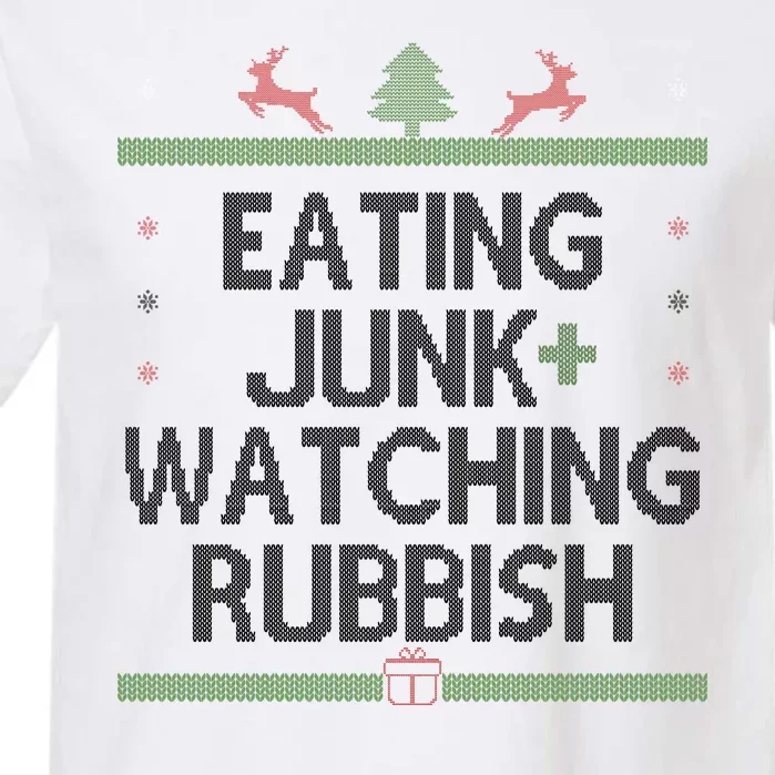 Eating Junk Watching Rubbish Funny Christmas Garment-Dyed Heavyweight T-Shirt