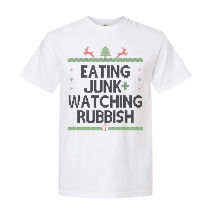 Eating Junk Watching Rubbish Funny Christmas Garment-Dyed Heavyweight T-Shirt