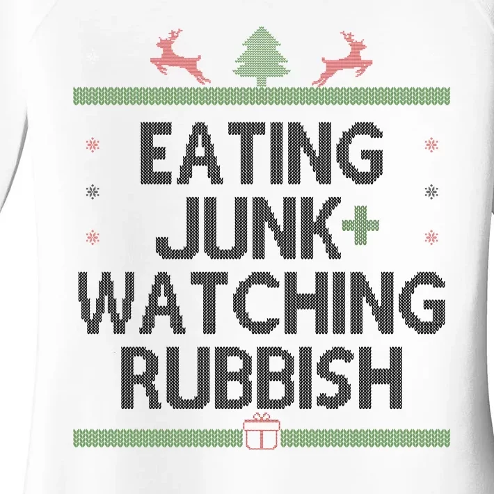 Eating Junk Watching Rubbish Funny Christmas Women's Perfect Tri Tunic Long Sleeve Shirt