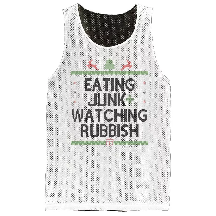 Eating Junk Watching Rubbish Funny Christmas Mesh Reversible Basketball Jersey Tank