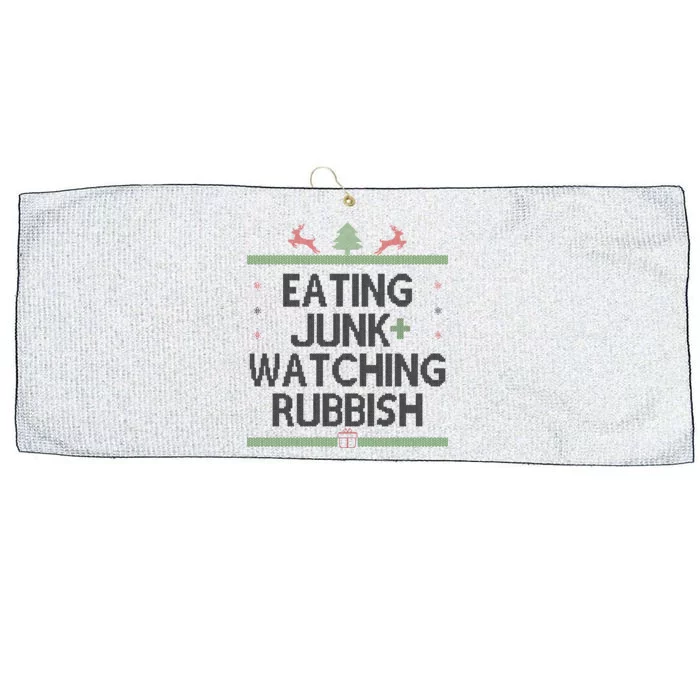 Eating Junk Watching Rubbish Funny Christmas Large Microfiber Waffle Golf Towel