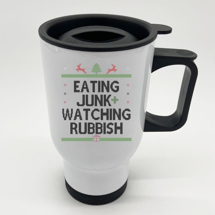 Eating Junk Watching Rubbish Funny Christmas Front & Back Stainless Steel Travel Mug