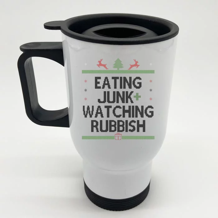 Eating Junk Watching Rubbish Funny Christmas Front & Back Stainless Steel Travel Mug