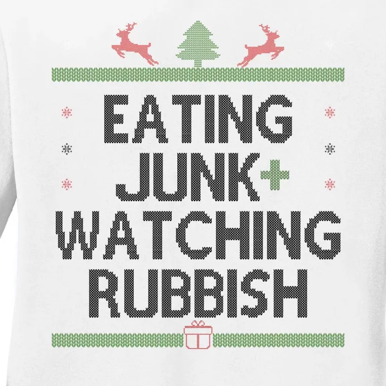 Eating Junk Watching Rubbish Funny Christmas Ladies Long Sleeve Shirt