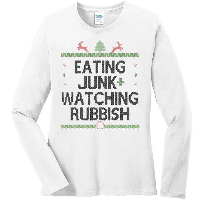 Eating Junk Watching Rubbish Funny Christmas Ladies Long Sleeve Shirt