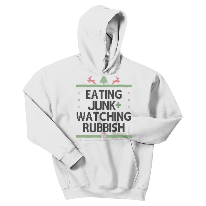 Eating Junk Watching Rubbish Funny Christmas Kids Hoodie