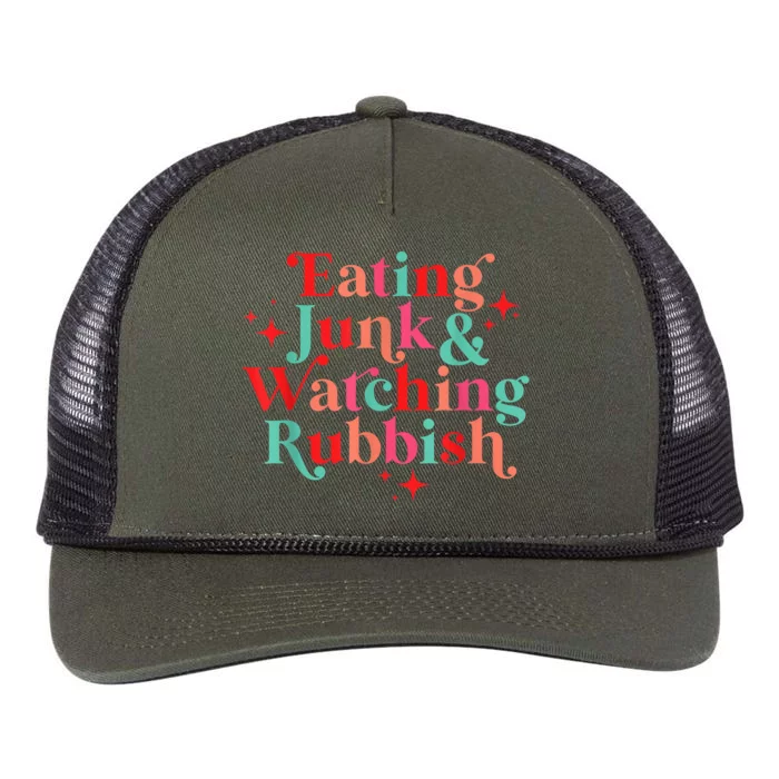 Eating Junk & Watching Rubbish Funny Christmas Retro Rope Trucker Hat Cap