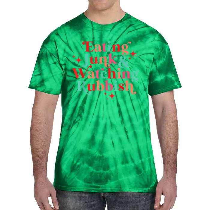 Eating Junk & Watching Rubbish Funny Christmas Tie-Dye T-Shirt