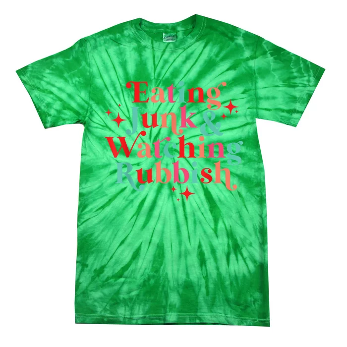 Eating Junk & Watching Rubbish Funny Christmas Tie-Dye T-Shirt