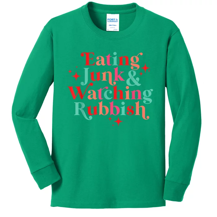 Eating Junk & Watching Rubbish Funny Christmas Kids Long Sleeve Shirt