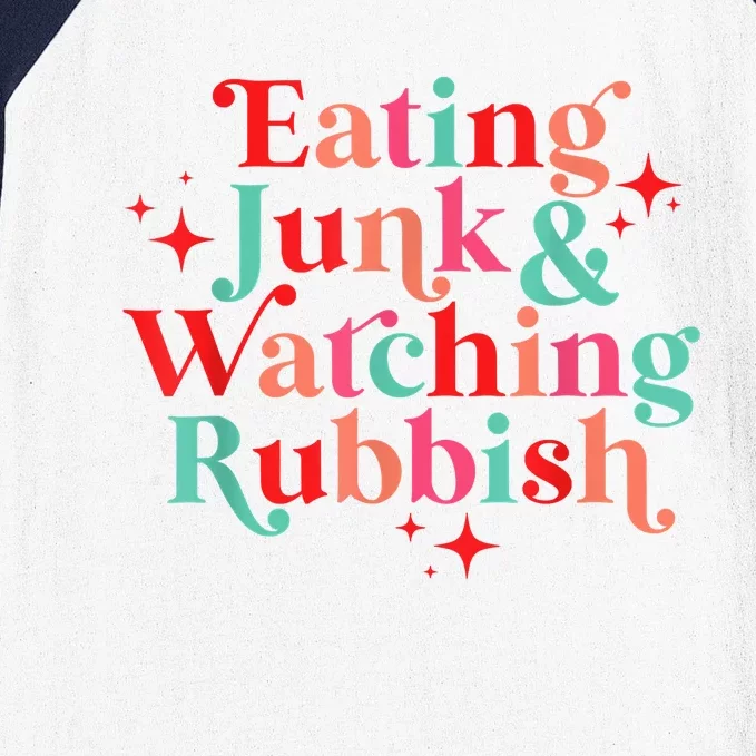 Eating Junk & Watching Rubbish Funny Christmas Baseball Sleeve Shirt