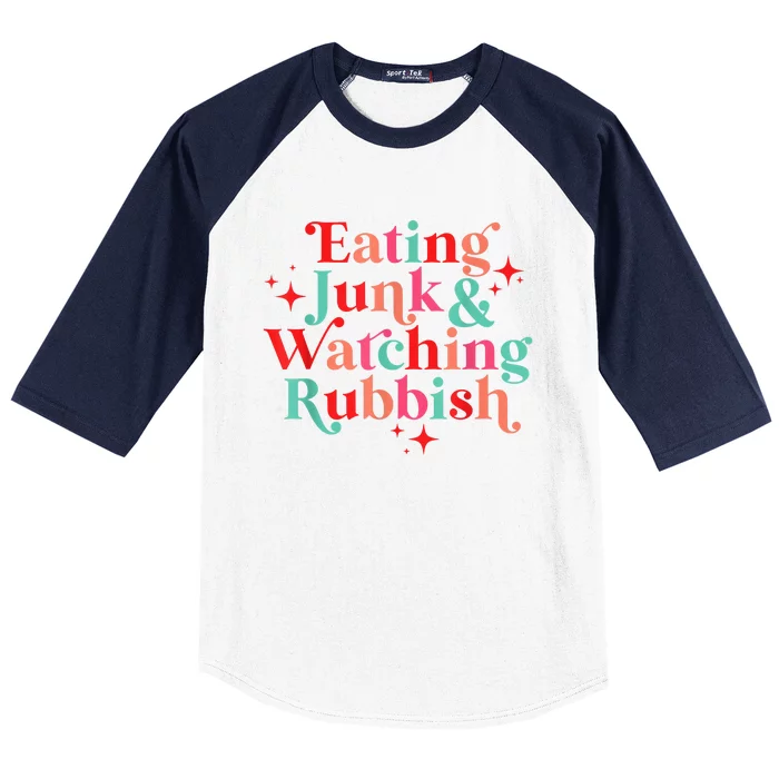 Eating Junk & Watching Rubbish Funny Christmas Baseball Sleeve Shirt