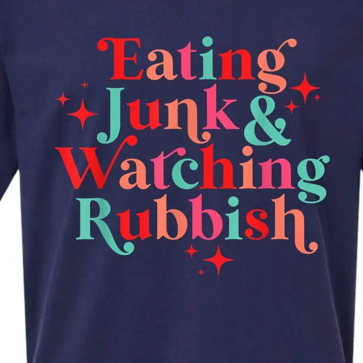 Eating Junk & Watching Rubbish Funny Christmas Sueded Cloud Jersey T-Shirt