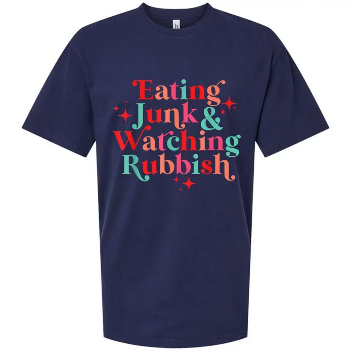 Eating Junk & Watching Rubbish Funny Christmas Sueded Cloud Jersey T-Shirt