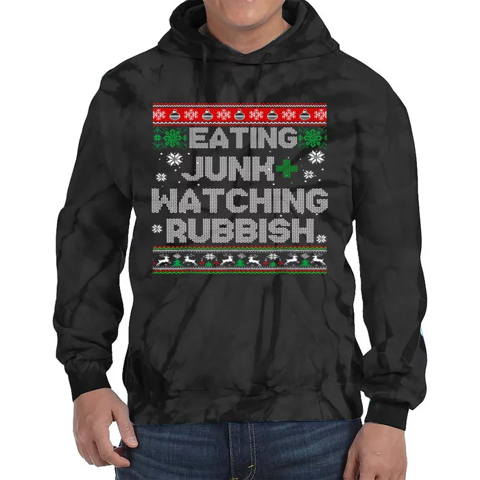 Eating Junk & Watching Rubbish Funny Christmas Tie Dye Hoodie