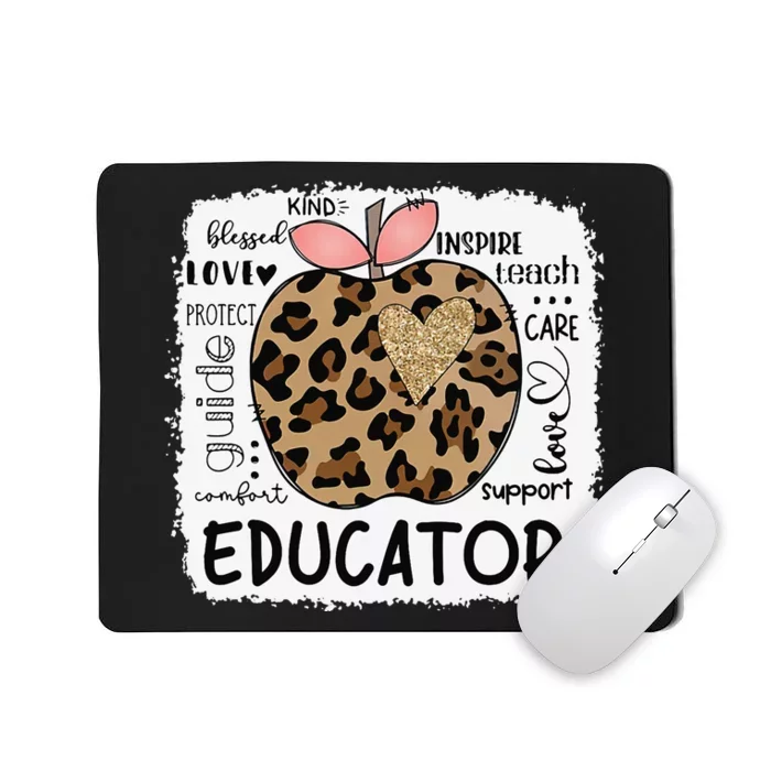 Educator Kind Blessed Teach Inspire Love Leopard Apple Mousepad