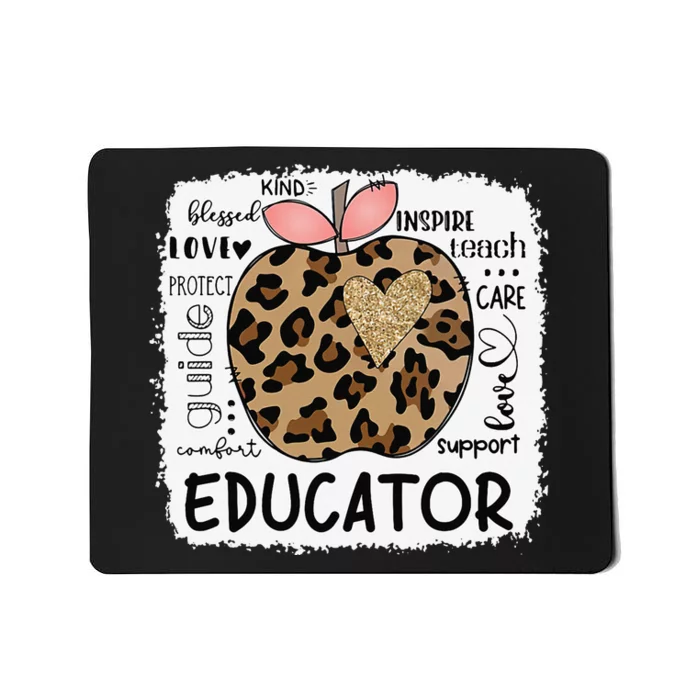 Educator Kind Blessed Teach Inspire Love Leopard Apple Mousepad