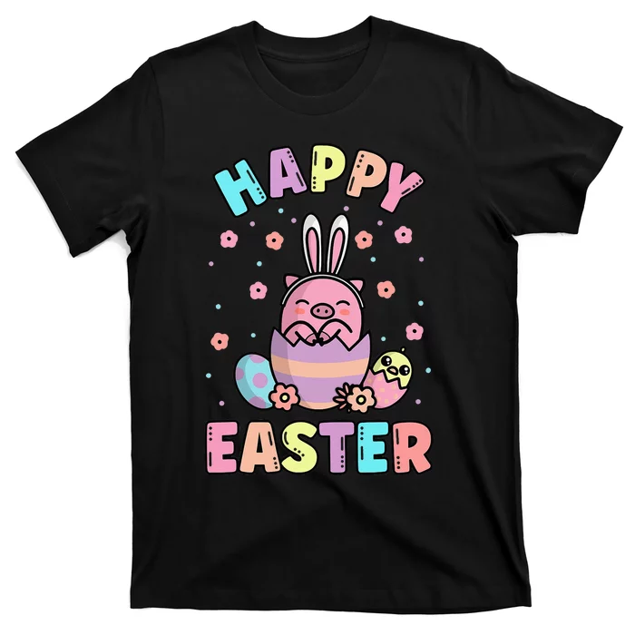 Easter Kawaii Bunny Pig Cute Spring Egg Hunting T-Shirt