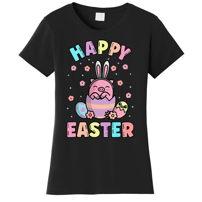 Easter Kawaii Bunny Pig Cute Spring Egg Hunting Women's T-Shirt