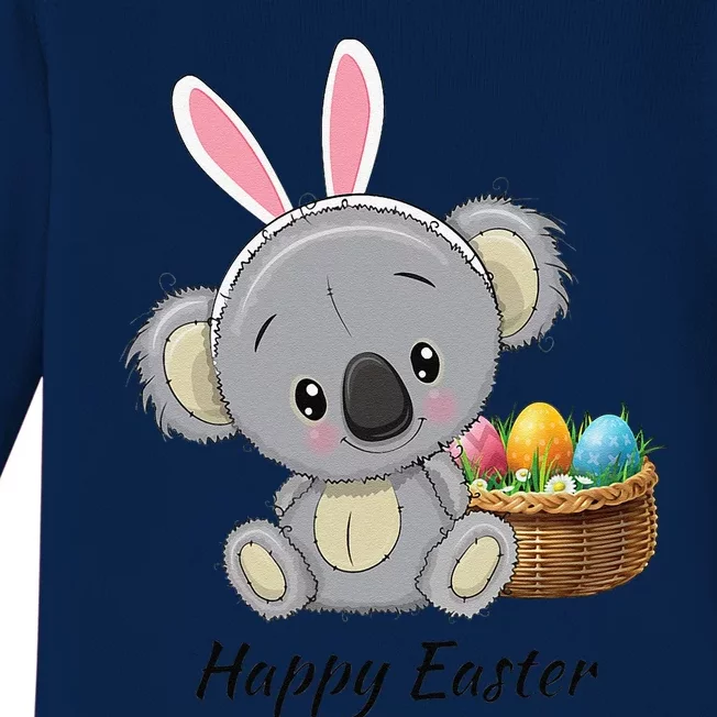 Easter Koala, Cute Kawaii Style, Rabbit Ears, Basket Of Ears Baby Long Sleeve Bodysuit