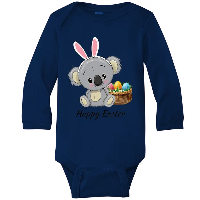 Easter Koala, Cute Kawaii Style, Rabbit Ears, Basket Of Ears Baby Long Sleeve Bodysuit