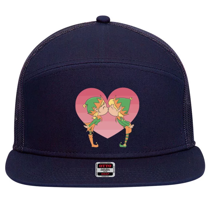 Elf's Kissing 7 Panel Mesh Trucker Snapback Hat