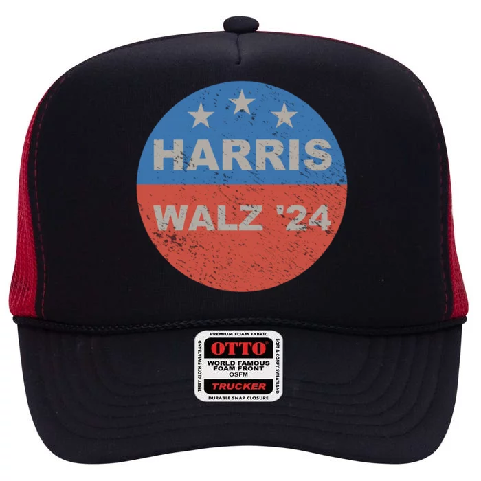 Elect Kamala Harris And Vice President Tim Walz Distressed Gift High Crown Mesh Trucker Hat