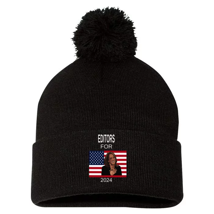 Editors Kamala Harris For President Freedom Supporter Pom Pom 12in Knit Beanie