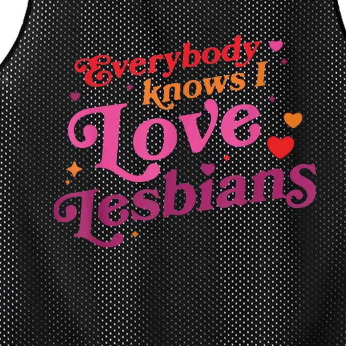 Everybody Knows I Love Lesbians Heart LGBT Valentine's Day Mesh Reversible Basketball Jersey Tank