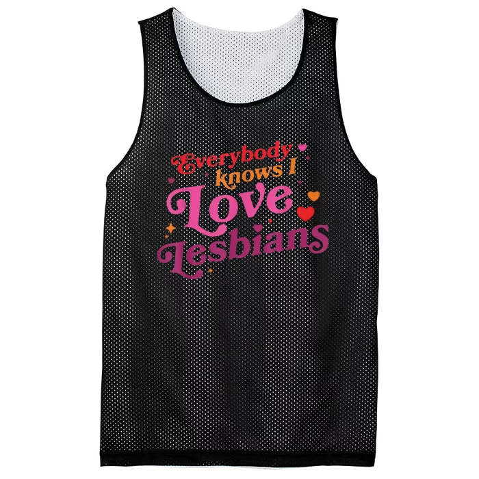 Everybody Knows I Love Lesbians Heart LGBT Valentine's Day Mesh Reversible Basketball Jersey Tank