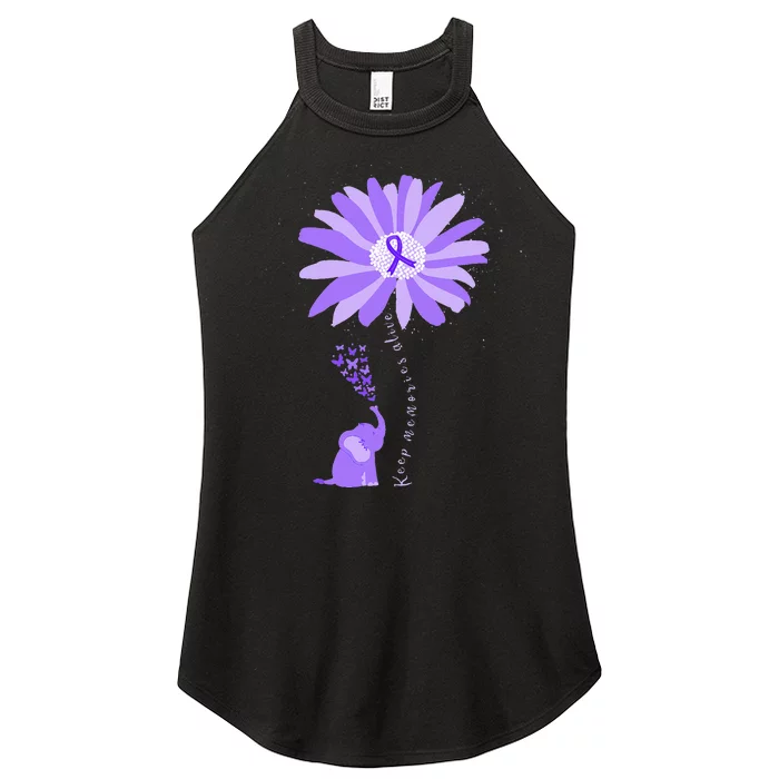 Elephant Keep Memories Alive Alzheimers Awareness ALZ Women’s Perfect Tri Rocker Tank